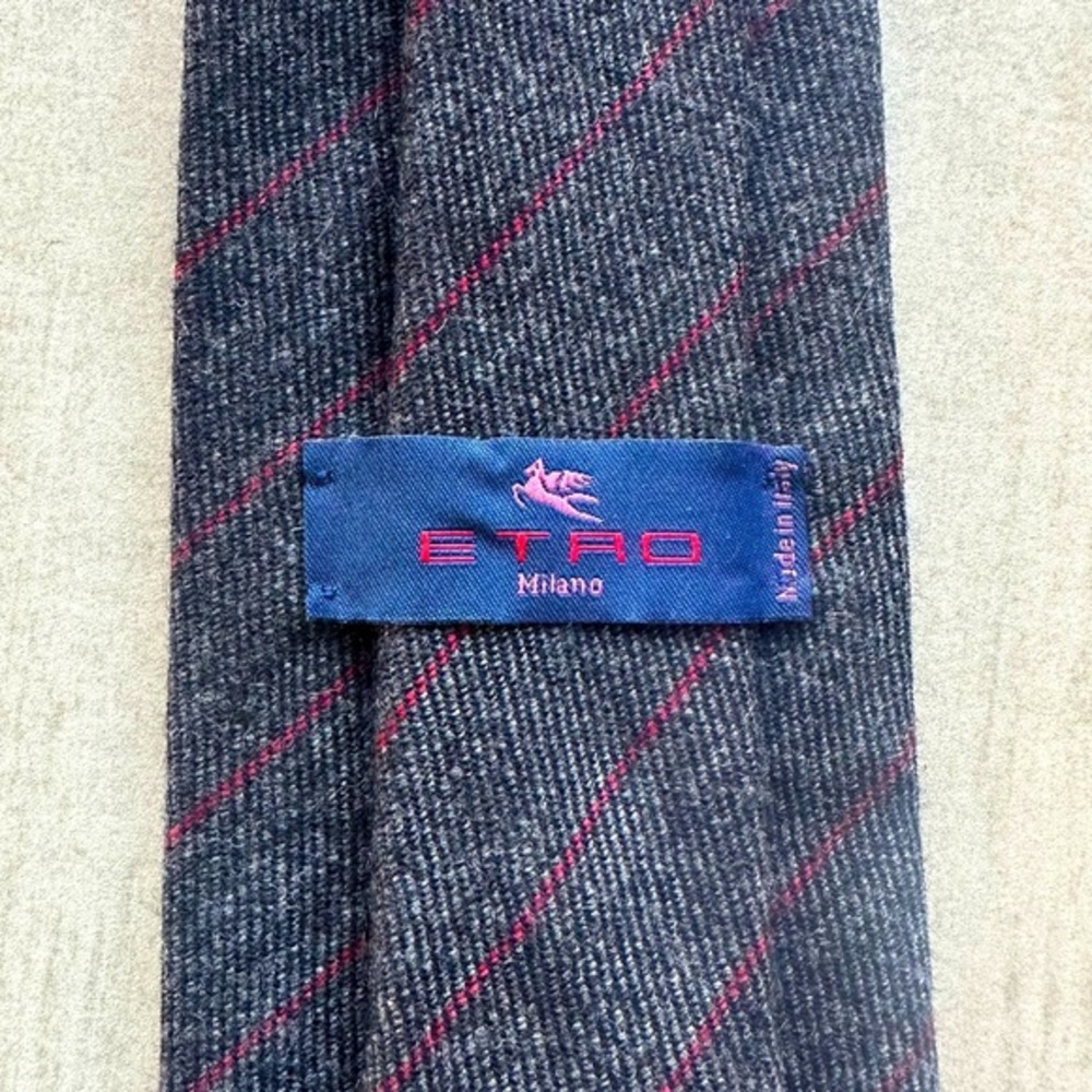 ETRO 100% Cashmere Striped Tie (C)
